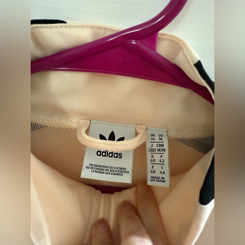 Adidas Cream and Black Jacket with Pink Accents - Picture 5 of 5